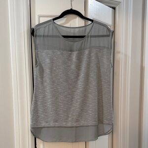 Ann Taylor Sheer and Knit Gray Blouse